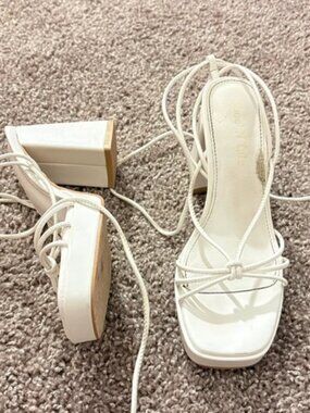 white chunky heels
